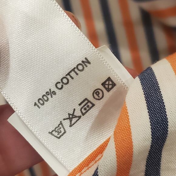 FREDRICK MARTIN Shirt Mens Large Button Up Plaid Long Sleeve Orange Blue Auburn? - Picture 7 of 10